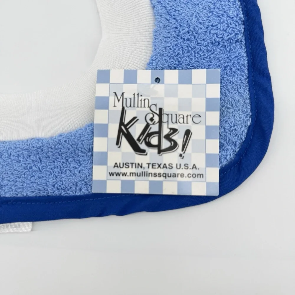 Vintage Mullins Square Kids Pony Bib Blue Cotton Terry 3D Donkey Bandana NWT